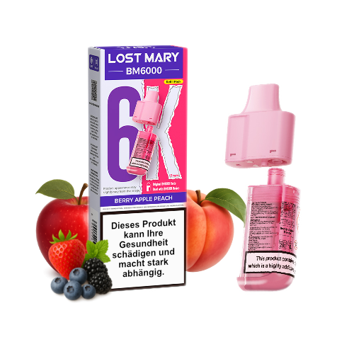 Lost Mary BM6000 nachfüllbarer Pod Berry Apple Peach