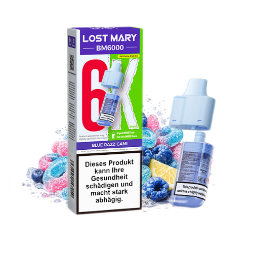 Lost Mary BM6000 nachfüllbarer Pod Blue Razz Gami