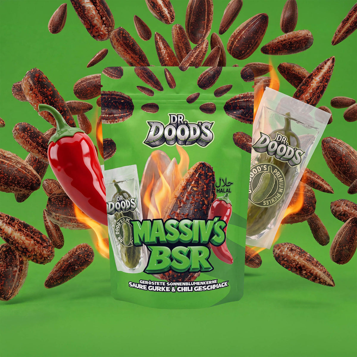 Dr. Dood’s - Massiv’s BSR – Geröstete Sonnenblumenkerne mit Saure Gurke & Chili Geschmack