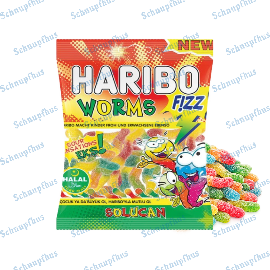 Haribo Halal Fizz Worms 80g