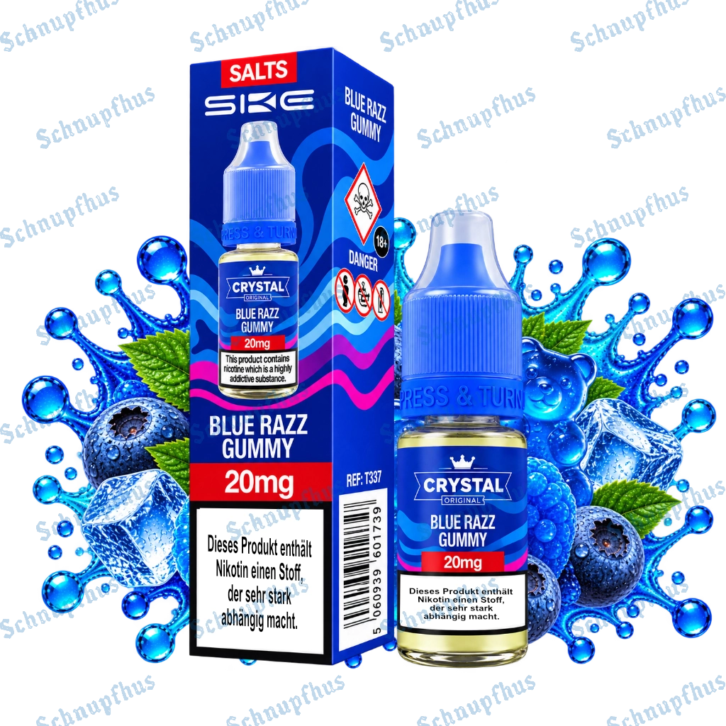 SKE Crystal Original Salts 10ml 20mg V2 Blue Razz Gummy